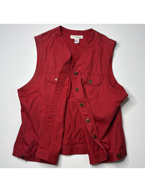 Vintage Norm Thompson Red Canvas Hunting Vest XL
